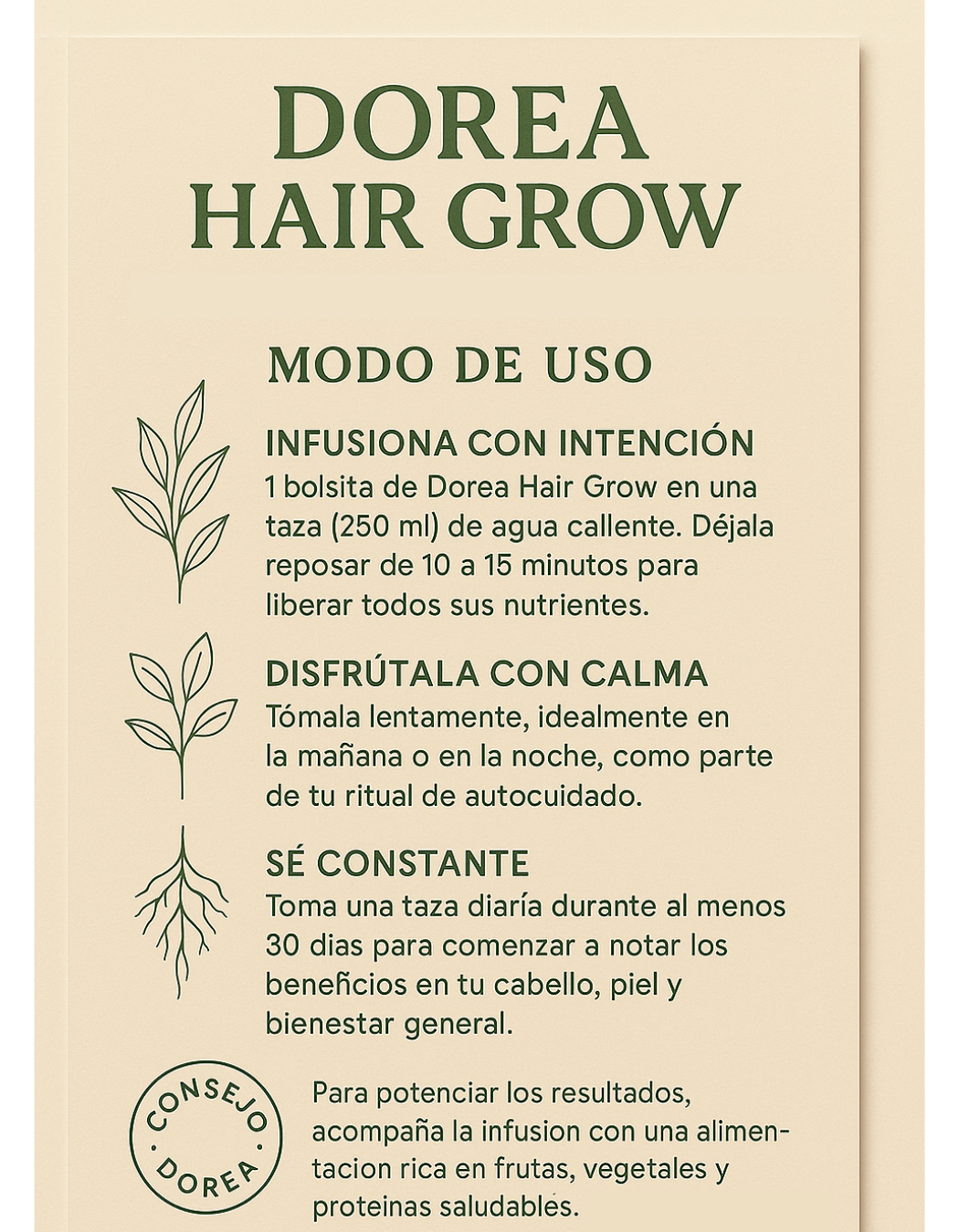 Dorea Hair Grow. 15 Pyramid tea bag and 1 hair oil